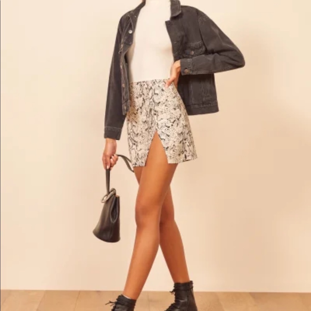 Reformation Margot Skirt - Snakeskin Print - size 12